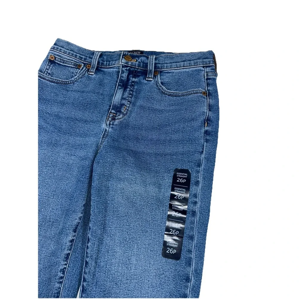 NWT J Crew Essential Straight All Day Stretch Women 26P Frayed Raw Hem Jean $118